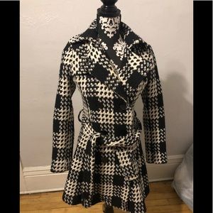 Express houndstooth wool belted trench-coat XS